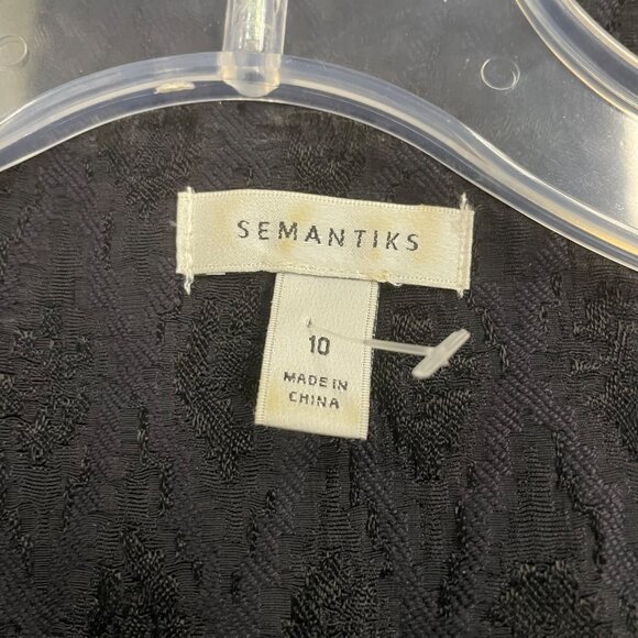 SEMANTIKS Womens Textured Short Sleeve Blazer Shoulder Pads Black Sz 10 Pockets - Picture 8 of 9